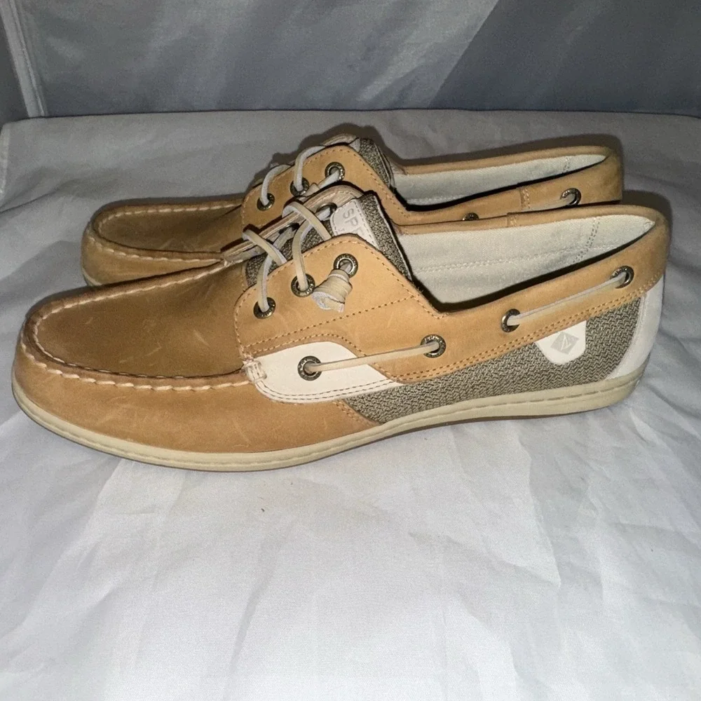 Sperry Top Sider‎ Preppy Boat Shoes Womens Size 12 Tan Leather Bluefish